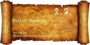 Kulik Henrik névjegykártya